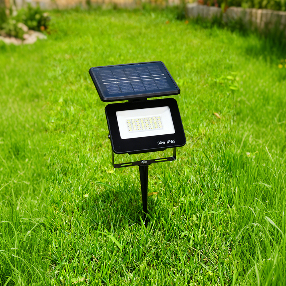YS-205 30W 100W LED Waterproof Landscape Garden Light IP65 3000K-6000K Solar Power Floodlight with Battery