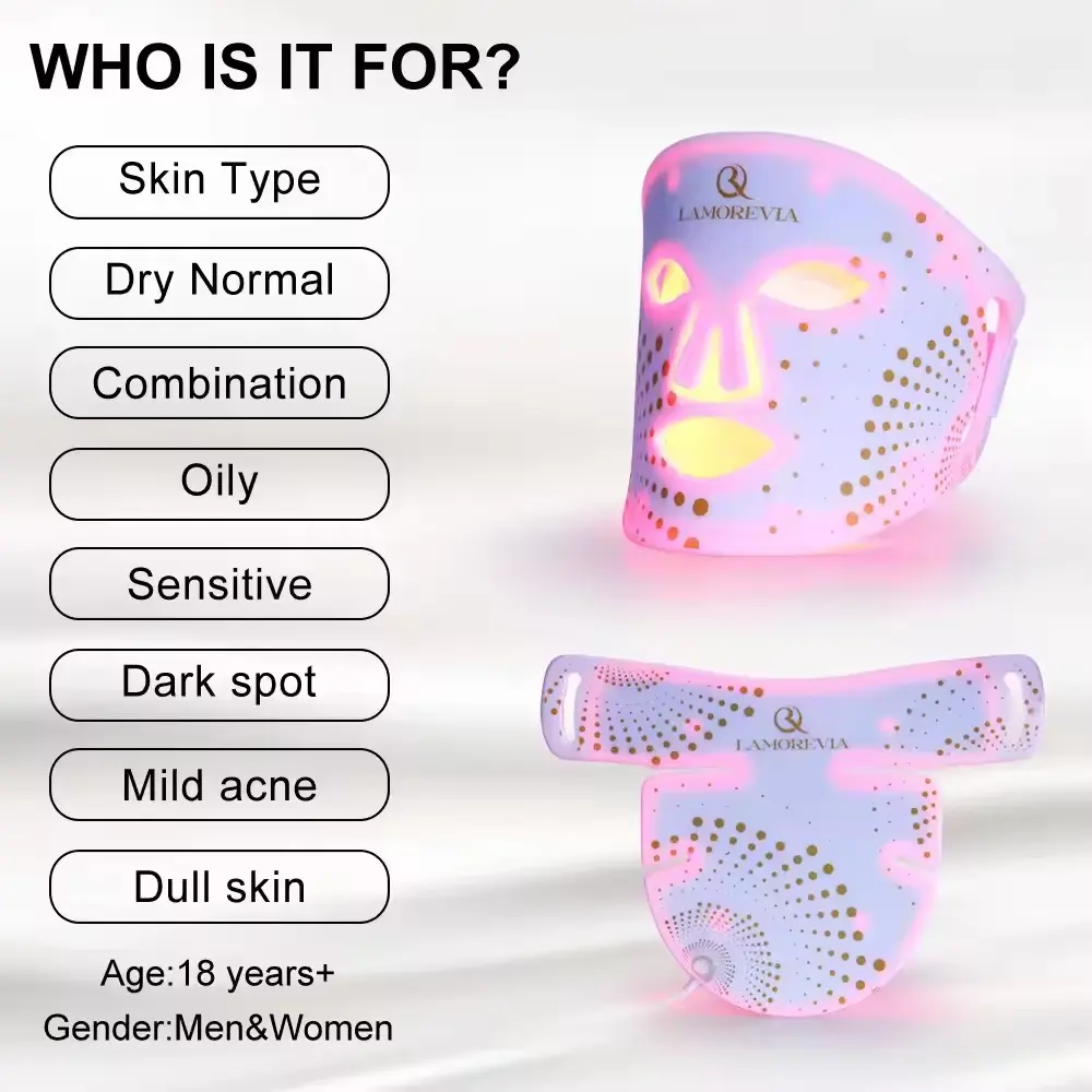 Lamorevia 100% Afgesproken Huid Voelt Meer Stralend Geleid Masker Voor Huidverjonging Lichttherapie Gezicht Siliconen Masker