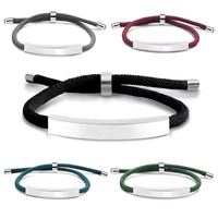 Joyería en blanco grabada personalizada, barra Horizontal de acero inoxidable, pulsera ondulada ajustable para mujer