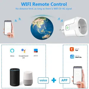 WiFiEUスマートプラグアダプターワイヤレスリモート音声制御電源モニタータイマーコンセントGoogleHomeAlexa用スマートライフソケット