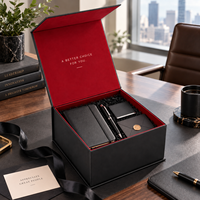 Boîte magnétique rigide en forme de livre, noire mate, recyclable, avec impression UV personnalisée de luxe, boîte cadeau magnétique en velours rouge pour ensemble professionnel