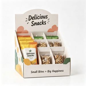 FX OEM Corrugated Food Presentation Tray Retail Shelf Organizer Advertising Counter Stand for Cookies Chips Nuts Granola - Product Image 1