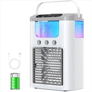 Ventilateur de bureau rechargeable par USB avec humidification par pulvérisation à trois buses, réservoir d'eau de grande capacité de 600 ml, refroidissement rapide, souffleur d'air froid - Product Image 1
