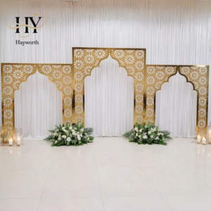3 Buah Lengkungan Mewah <span class=keywords><strong>Vintage</strong></span>/Elegan dengan Finishing Metalik Tinggi 2m Desain Saling Terkait untuk Dekorasi Acara Pesta Pernikahan - Product Image 3