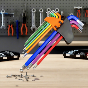 9Pc 1.5mm-10mm Imperial <strong>Torque</strong> Stainless Steel Industrial Grade Color Coded Ball-End Hex Allen <strong>Key</strong> L Wrench <strong>Set</strong> OEM Bicycle - Product Image 3