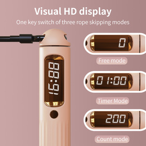 Corde à sauter intelligente avec Bluetooth et affichage numérique pour l'entraînement physique, rechargeable, unisexe, rose, 26,8 cm - Product Image 4