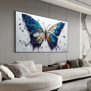 Homedecor Tranh sơn dầu thủ công cổ điển Acrylic Tranh vải bố hình ảnh con dao trừu tượng hình bướm động vật trang trại sơn - Product Image 3