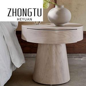 Bắc Âu Cổ Bằng Gỗ Vòng Một Ngăn Kéo Gỗ Sồi Tự Nhiên Hiện Đại Bên Tủ Đồ Nội Thất Khách Sạn Phòng Ngủ Tủ Đầu Giường Bàn - Product Image 4