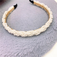 Npsp — bandeau avec perles de haute qualité fait à la main, avec nœud en diamant, accessoire de cheveux pour filles