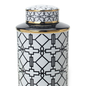 HMS 17 \ "barattolo in ceramica con cilindro geometrico oro nero bianco elegante Design urna e barattolo - Product Image 3