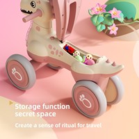 Trottinette à quatre roues pour enfants dinosaure, 1-3 ans, en EVA, voiture d'équilibre, à pousser au pied, nouveau style