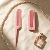Peigne à queue de rat pliable à dents fines et denses, pointe affûtée, en plastique, outil de coiffage et de démêlage, design portable de poche