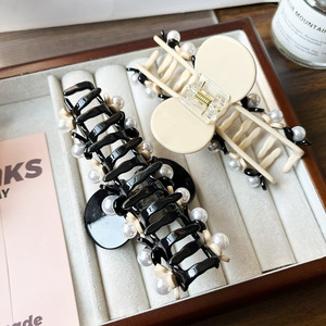 Pince à cheveux quotidienne en acétate Qian Jin, style européen et américain, simple et haut de gamme, pour <span class=keywords><strong>femme</strong></span>, motif floral - Product Image 3