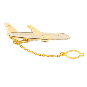 メンズネクタイピン新着ゴールドメッキ飛行機型パイロット高品質飛行機カフスボタンスティックピン結婚祝いネクタイピン - Product Image 2