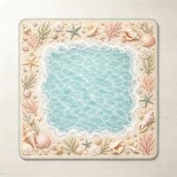 Tapis de jeu Mahjong carré antidérapant et silencieux à imprimé coquillages, étoiles de mer et coraux, idéal pour le poker et les jeux de société