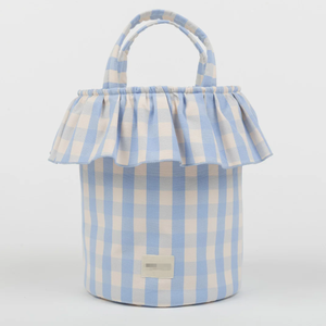 Sac fourre-tout à double poignée à volants bleu clair à carreaux pour maman, grand espace, organisateur <span class=keywords><strong>de</strong></span> rangement pour bébé, voyage et crèche - Product Image 6