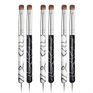 Pinceau à ongles français en poils de Kolinsky avec logo personnalisé, double tête, outil de pointillage, manche en acrylique pour la création d'art sur ongles - Product Image 5