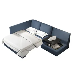 Cina Sudut Sofa Kasur Sofa dengan Penyimpanan Modern Ukuran Queen Furnitur Tempat Tidur Sofa