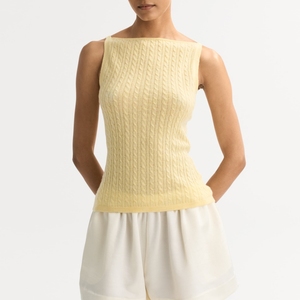 Wholesale Custom Cotton Blend Women Sweater Knitwear Top Vest Summer Cable High-Quality Soft Sleeveless Tank Top OEM/ODM