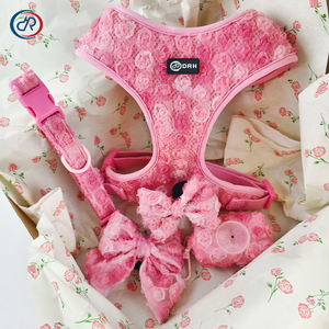 OKKPETS パーソナライズ ピオニーパップ 調節可能ネックハーネス カスタムロゴ 快適 リード＆カラーバンドル 犬用ハーネスセット - Product Image 2