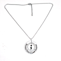 Collier pendentif en acier inoxydable inspirant avec inscription « Les tempêtes ne durent pas éternellement » - Cadeau de sensibilisation à la santé mentale de Semicolon Jewelry
