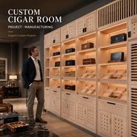 Humidor commercial sur mesure, système d'humidification et de ventilation pour salle à cigares, étagères en cèdre espagnol, projet clé en main pour hôtel et club