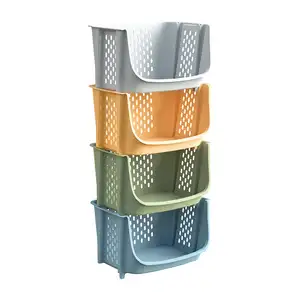 High Quality Factory Sale Multifunction Food Shelves Plastic Vegetable Storage Basket Fruit Vegetable Organizer Basket