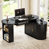 Table d'ordinateur de bureau industrielle chic personnalisée en gros avec surface blanche mate et bibliothèque intégrée pour petit coin d'étude compact