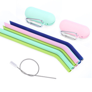 <b>Silicone</b> Straws Reusable Foldable Biodegradable Milk Tea Cup Straws With Cleaning Brush And Case 11mm 8mm - Product Image 5