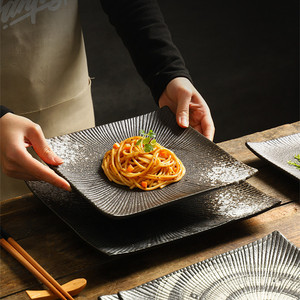 Vaisselle de restaurant japonais Assiette à steak et pâtes à sushi en céramique mate Assiettes à dîner rectangulaires Plateau de service Plats - Product Image 3