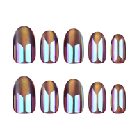 Boîte de faux ongles à presser 3D effet Aurore, à points, œil de chat, couvrance totale, métalliques, pour nail art