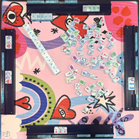 Tapis de jeu personnalisé en acrylique gravé, motif Perle Bleue Porte-Bonheur, pour table de poker 4 joueurs, Mahjong américain, échecs et jeux de hasard