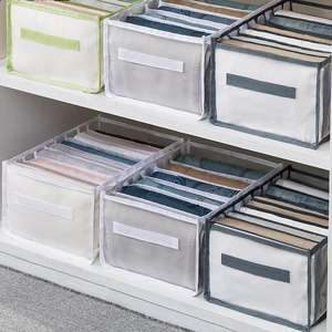 Folding Divided Pant Jeans Compartment Storage Clothes Organizer Wardrobe Storage Box