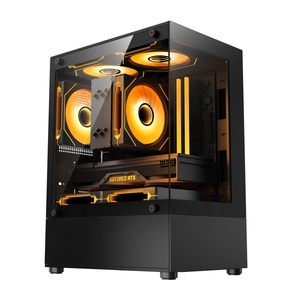 Trường hợp chơi game tốt nhất mua giữa tháp trường hợp máy tính với full-view kính cường lực kép, trường hợp máy tính để bàn, màu đen - Product Image 1