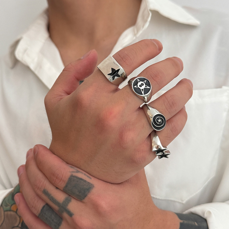 Men s Wrinkled Metal Ring Set