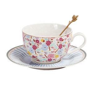 Tazza da caffè e piattino in ceramica Bone China personalizzati in stile fiore all'ingrosso Set di tazze da tè Vintage per regalo di nozze - Product Image 2