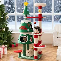 Arbre à chat de Noël en sisal résistant aux griffures, stable, avec maisonnette intégrée, multifonctionnel, pour le jeu et le griffage des chats