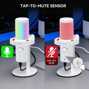 <span class=keywords><strong>Micrófono</strong></span> de Condensador USB RGB Blanco Profesional CMTECK XM560, <span class=keywords><strong>Micrófono</strong></span> para Juegos de Escritorio con Silenciador para Grabación en Estudio y Transmisión - Product Image 3