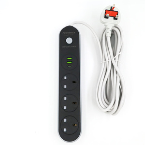 Thương mại nước ngoài anh tiêu chuẩn ổ cắm điện với 3 cửa hàng 2 <span class=keywords><strong>USB</strong></span> và Type-C cổng với chuyển đổi màu đen Power Strip - Product Image 4