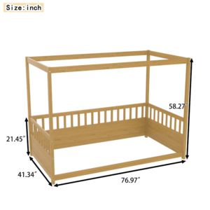 Letto a baldacchino Montessori in legno a una piazza e mezza con sponde di sicurezza, struttura letto a quattro montanti <span class=keywords><strong>per</strong></span> <span class=keywords><strong>cameretta</strong></span> bambini e bambine - Product Image 2