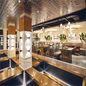 Panneau miroir EX784, effet vague d'eau, acier inoxydable 201 304, surface or argent pour décoration murale - Product Image 4