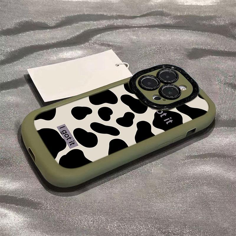 Coquille bouffante - Vert militaire - Motif vache noir et blanc