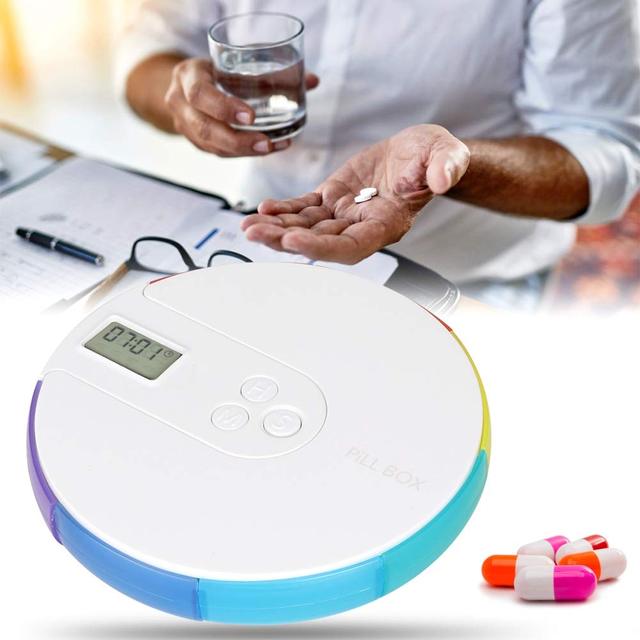 Dispenser Electronic Timer With 4 Groups Alarm Reminders Medication Box Medicine 7day Digital Pill Case