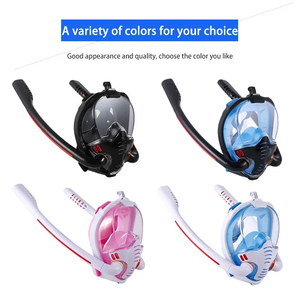 Masque de plongée intégral panoramique 180° en silicone avec système Dry Top, anti-buée et anti-fuite, pour la plongée et la natation, avec 2 tuba - Product Image 6