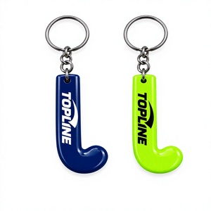 Porte-clés de hockey sur gazon personnalisé TOPLINE avec logo, noir et vert fluo, cadeau promotionnel sportif - Product Image 3