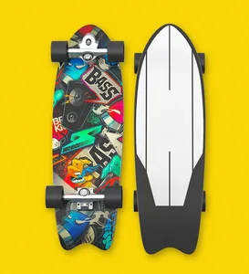 Modern 32" Land Surfboard Aluminum Alloy Spring Bracket Rotatable Sandpaper Skateboard for Children and Adult Professionals