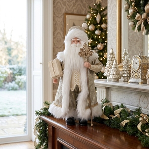 <b>Christmas</b> Ornaments Luxury Santa Claus Figurine Papai Noel Champagne <b>Gold</b> Brocade Hotel Lobby <b>Decor</b> - Product Image 2