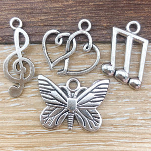Breloques en argent tibétain mélangées, 100 types, alliage de zinc, accessoires de bijoux DIY, pendentifs pour la création artisanale - Product Image 2