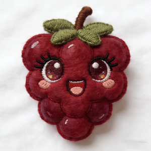 Grape plush <b>brooch</b>, red grape felt pin,fruit badge, embroidered berry <b>brooch</b>, cottagecore fashion pin, mini grape - Product Image 3