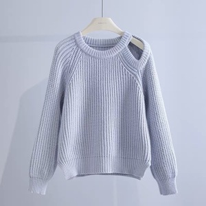 Dalang Sweater Pull en tricot rose uni pour femme, coupe ample, anti-boulochage, chaud, automne hiver - Product Image 4